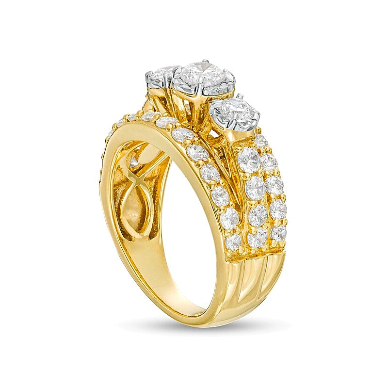 2.0 CT. TW Diamond Past Present FutureÂ® Triple Row Engagement Ring in 14K Gold
