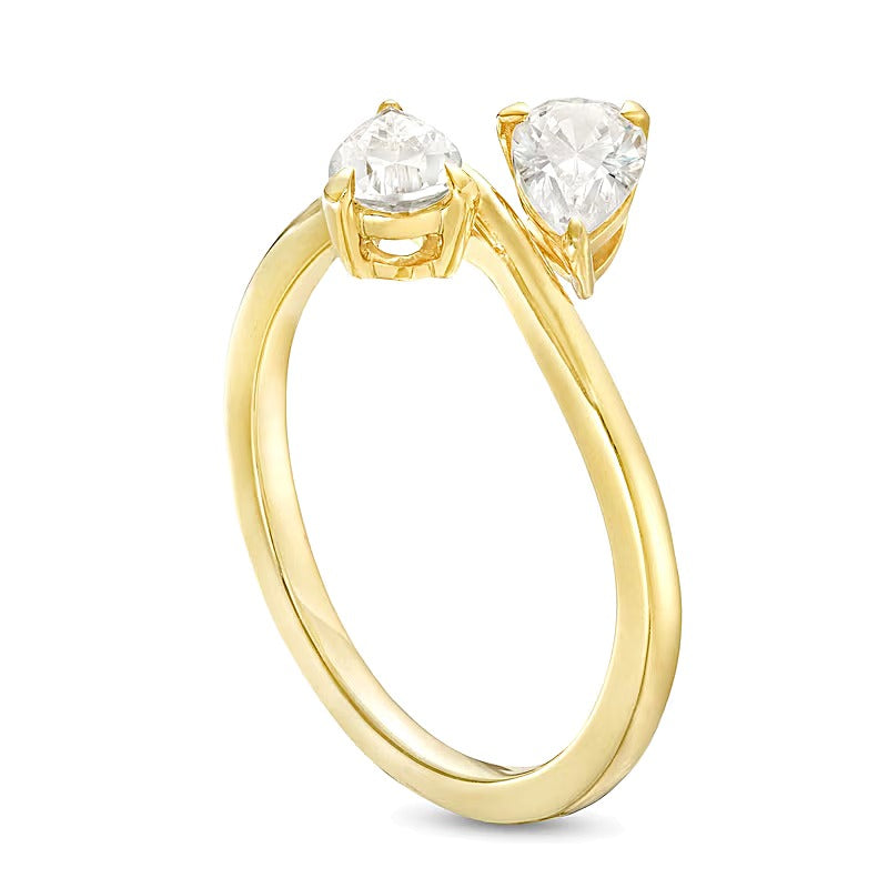 1.0 CT. TW Pear-Shaped Diamond Sideways Toi et Moi Engagement Ring in 14K Gold