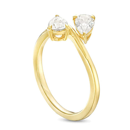 1.0 CT. TW Pear-Shaped Diamond Sideways Toi et Moi Engagement Ring in 14K Gold