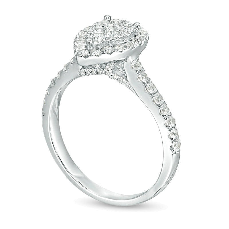 0.75 CT. TW Composite Diamond Pear-Shaped Frame Engagement Ring in 10K White Gold