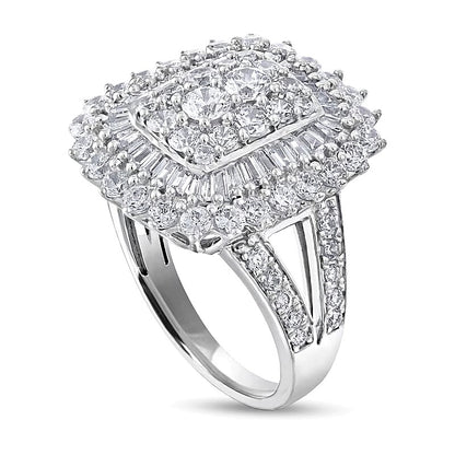 2.5 CT. TW Cushion Multi-Diamond Shadow Frame Ring in 10K White Gold