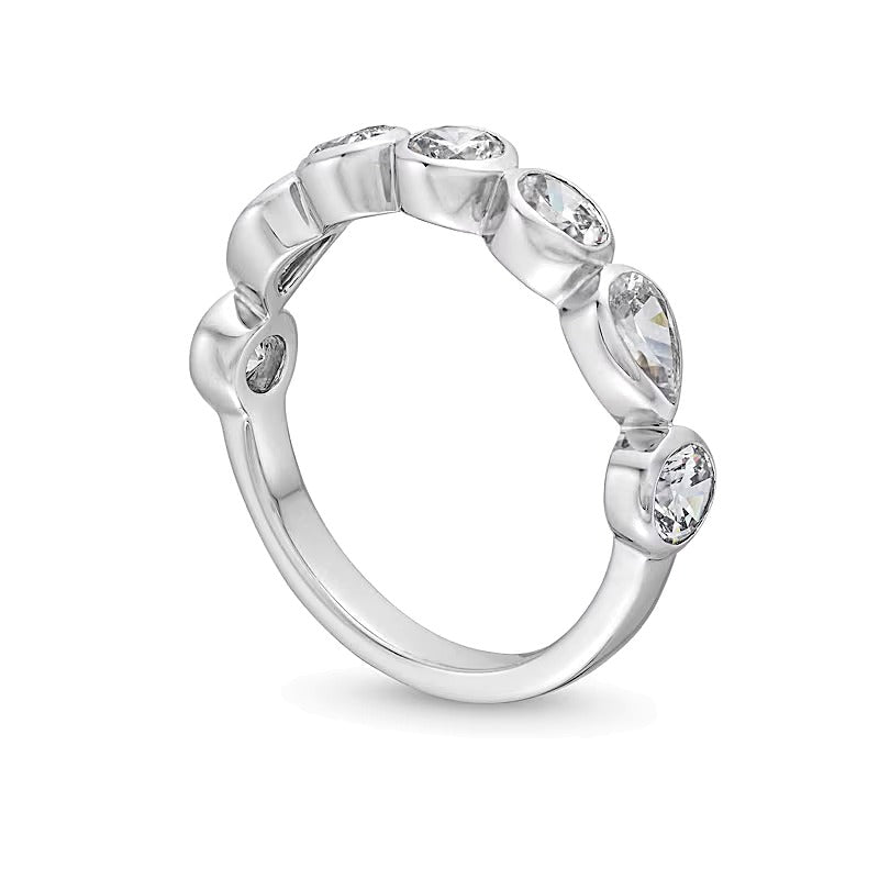 1.25 CT. TW Multi-Shaped Lab-Grown Diamond Bezel-Set Anniversary Band in 14K White Gold (F/VS2)