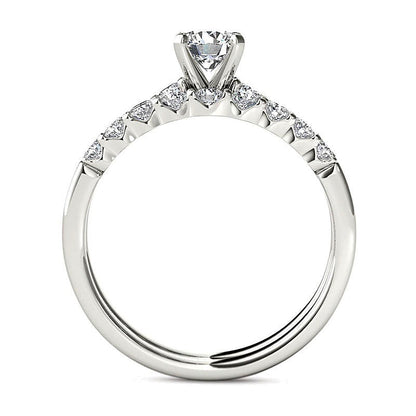 1.0 CT. TW Diamond Scallop Shank Bridal Set in 14K White Gold