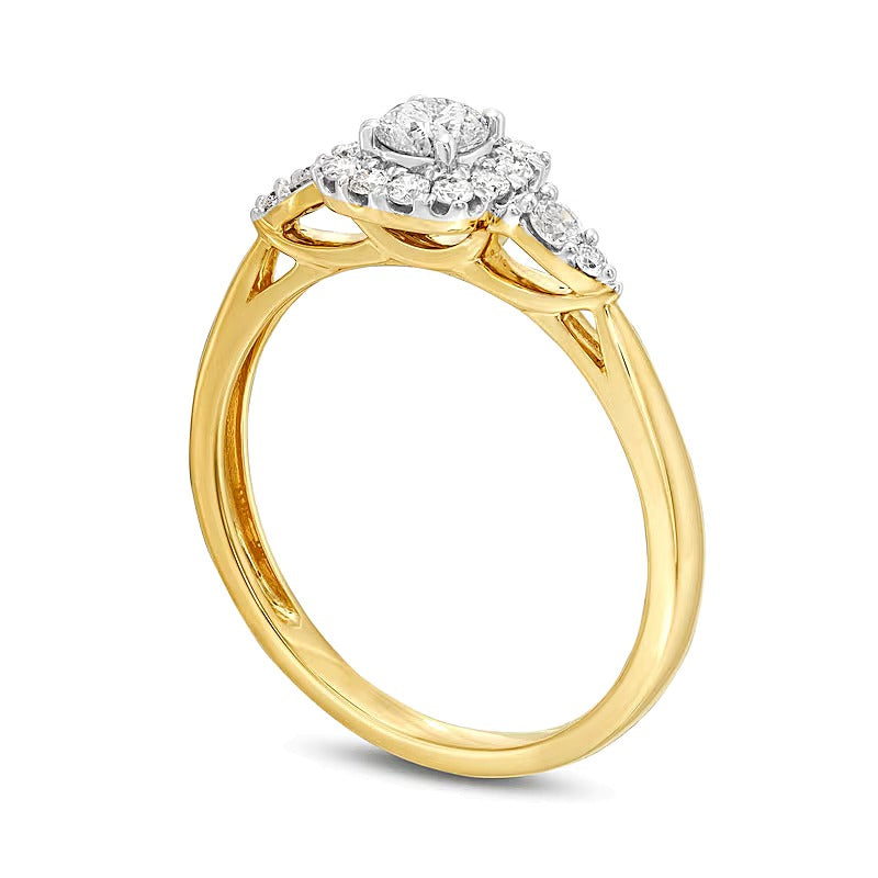 0.5 CT. TW Diamond Sunburst Channel-Set Shank Engagement Ring in 10K Gold (J/I3)