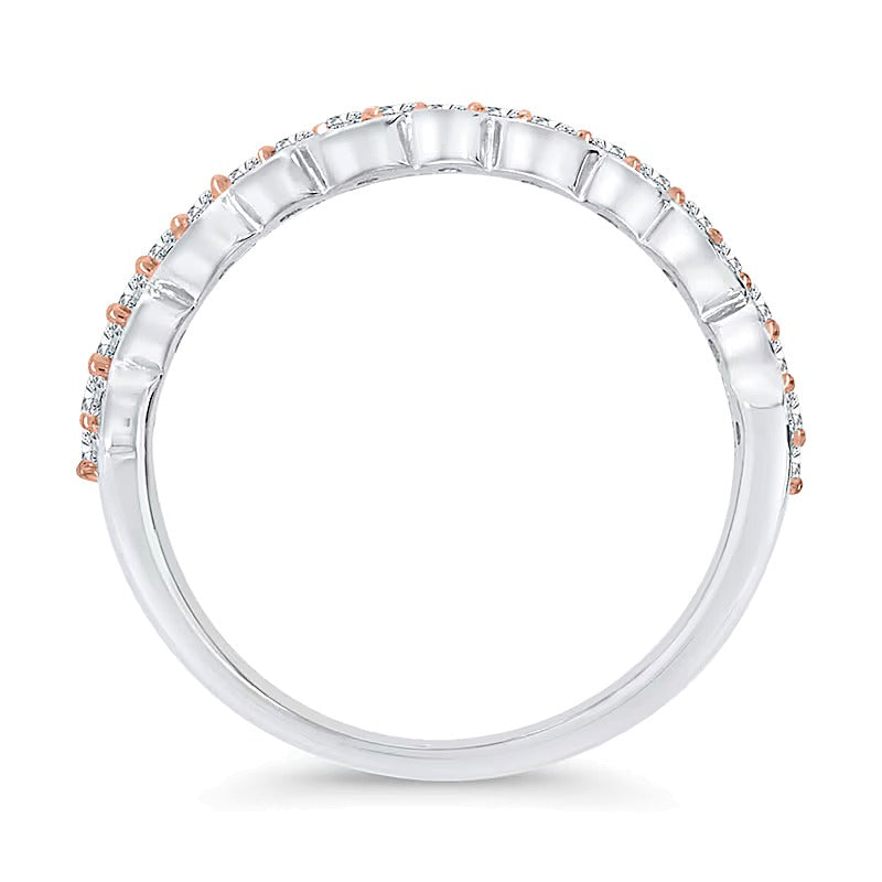 0.5 CT. TW Diamond Art Deco Multi-Row Stacked Ring in 10K Two-Tone Gold