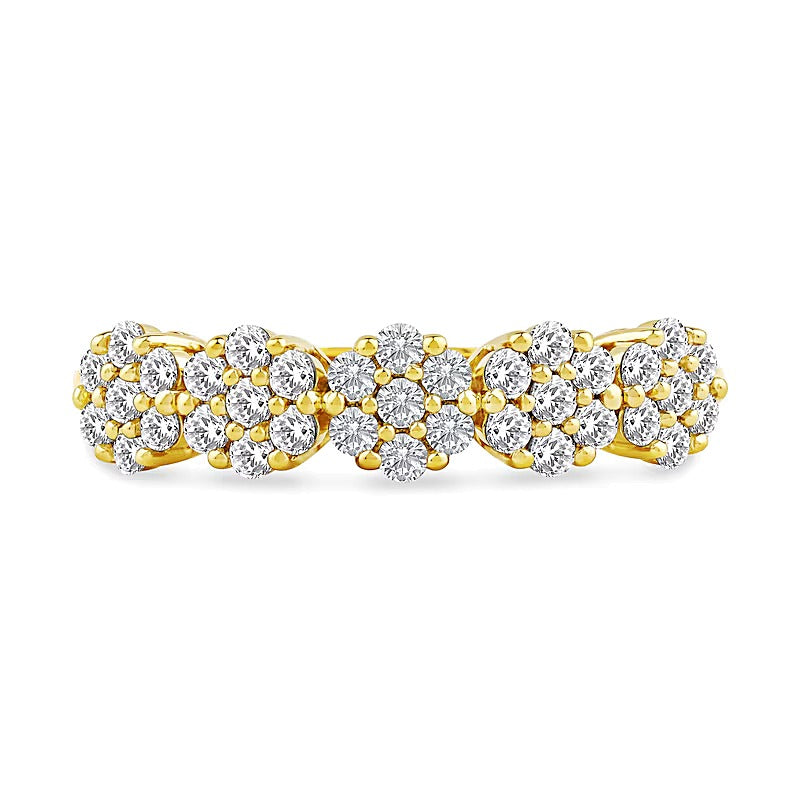 0.5 CT. TW Multi-Diamond Five Flower Cluster Ring in 10K Gold