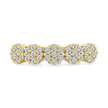 0.5 CT. TW Multi-Diamond Five Flower Cluster Ring in 10K Gold