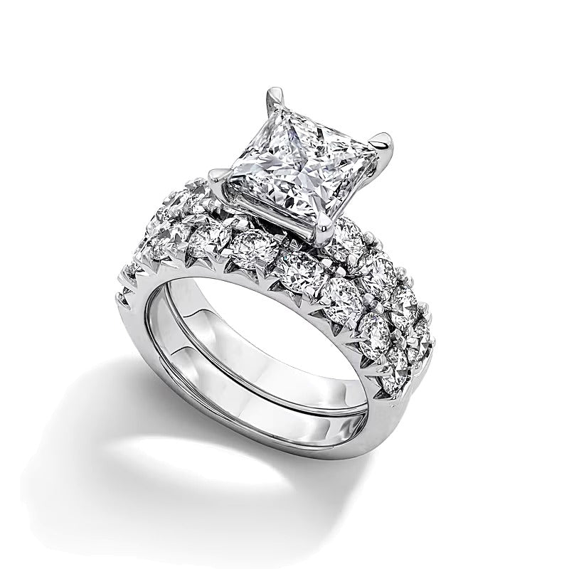 5.5 CT. TW Princess-Cut Lab-Grown Diamond Bridal Set in 14K White Gold (F/VS2)