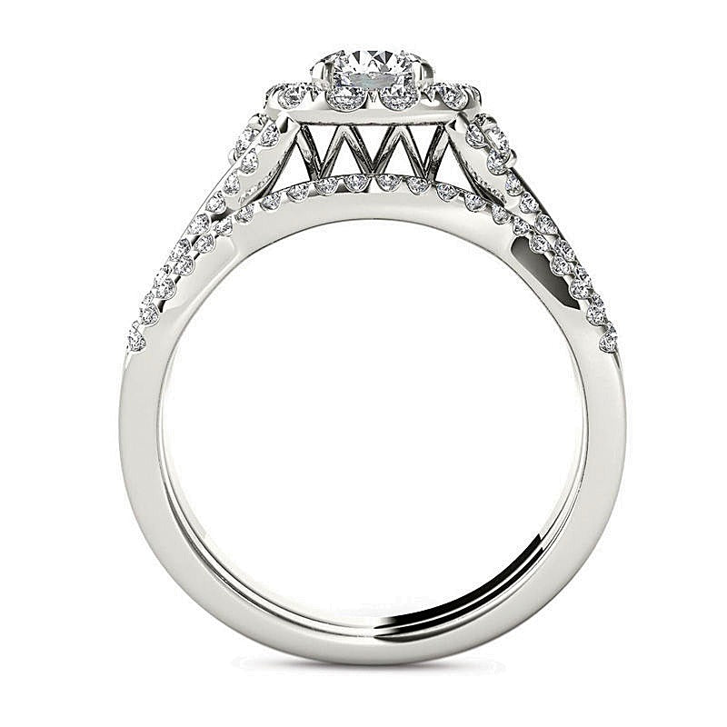 1.25 CT. TW Diamond Twist Shank Frame Bridal Set in 14K White Gold