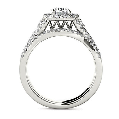1.25 CT. TW Diamond Twist Shank Frame Bridal Set in 14K White Gold
