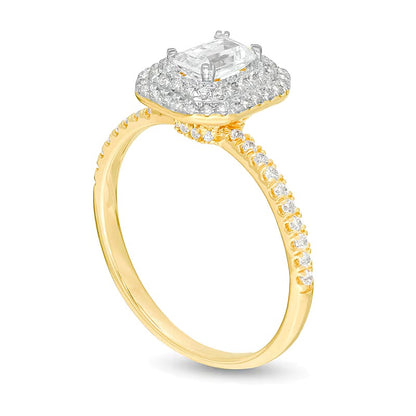 0.75 CT. TW Emerald-Cut Diamond Double Octagonal Frame Engagement Ring in 14K Gold