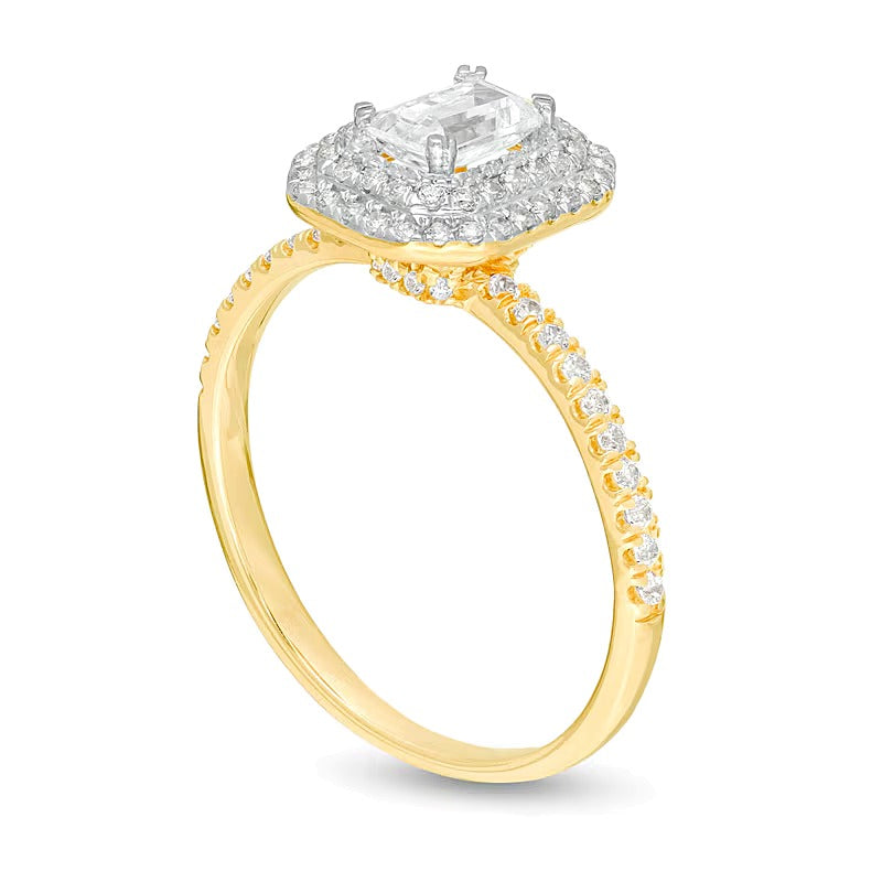 0.75 CT. TW Emerald-Cut Diamond Double Octagonal Frame Engagement Ring in 14K Gold