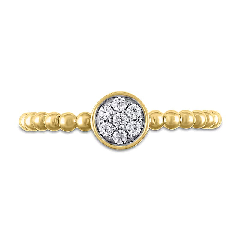 0.1 CT. TW Round Multi-Diamond Bead Shank Ring in 10K Gold