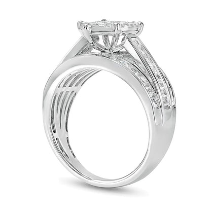 1.5 CT. TW Marquise Multi-Diamond Triple Row Engagement Ring in 10K White Gold