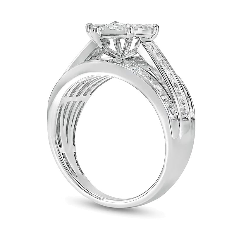 1.5 CT. TW Marquise Multi-Diamond Triple Row Engagement Ring in 10K White Gold