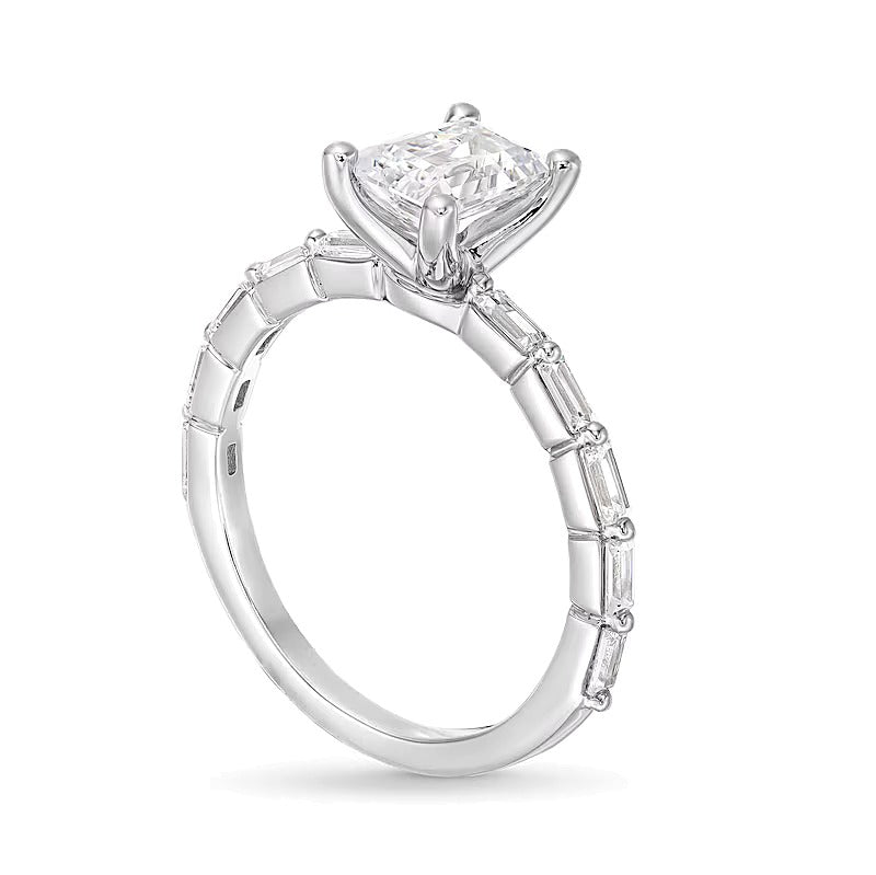 1.5 CT. TW Emerald-Cut Lab-Grown Diamond Engagement Ring in 14K White Gold (F/VS2)