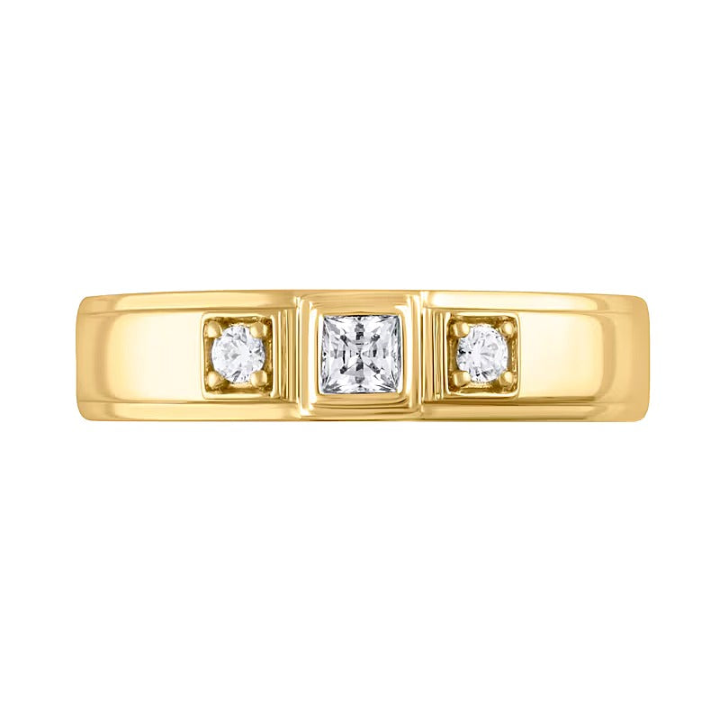 0.25 CT. TW Diamond Raised Square Frame Three Stone Band in 10K Gold