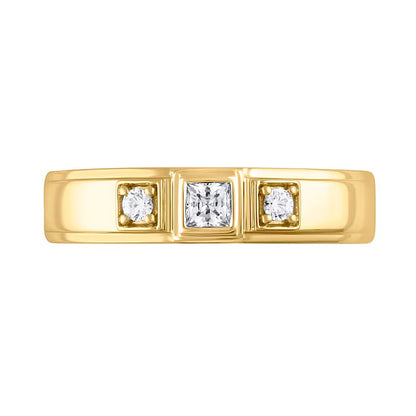 0.25 CT. TW Diamond Raised Square Frame Three Stone Band in 10K Gold