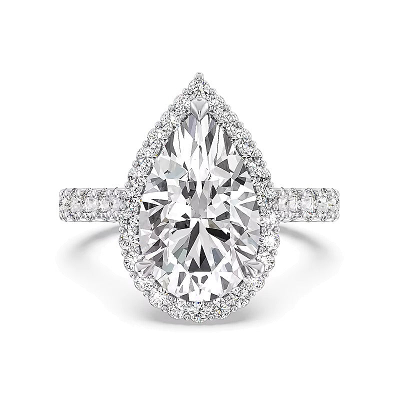 Enchanted Star Ariel 6.5 CT. TW Pear-Shaped Lab-Grown Diamond Frame Engagement Ring in 14K Two-Tone Gold