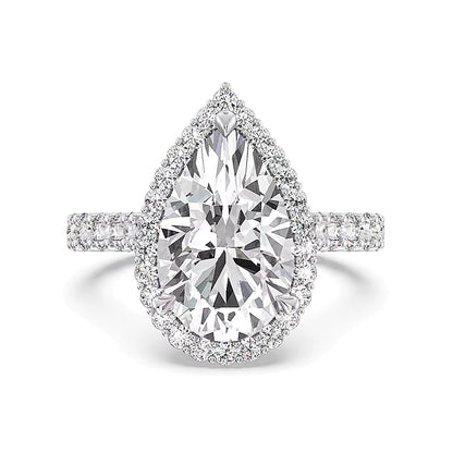 Enchanted Star Ariel 6.5 CT. TW Pear-Shaped Lab-Grown Diamond Frame Engagement Ring in 14K Two-Tone Gold