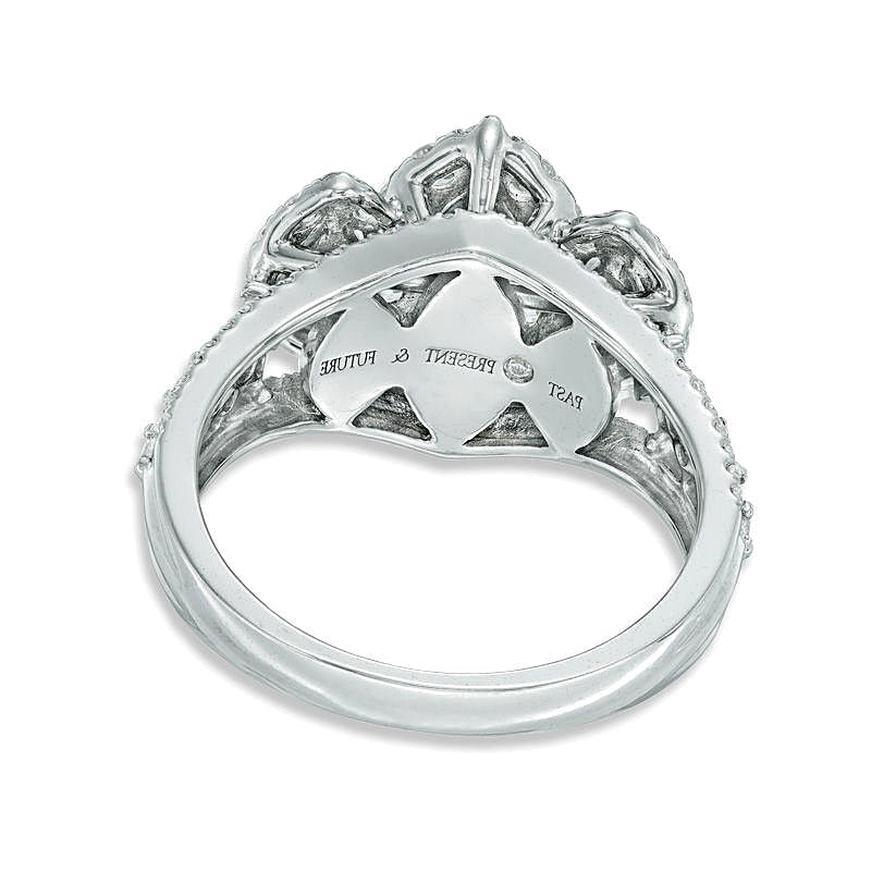 1.5 CT. TW Marquise Diamond Frame Past Present FutureÂ® Ring in 14K White Gold