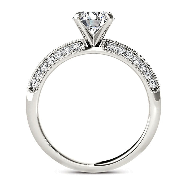 0.75 CT. TW Diamond Vintage-Style Engagement Ring in 14K White Gold