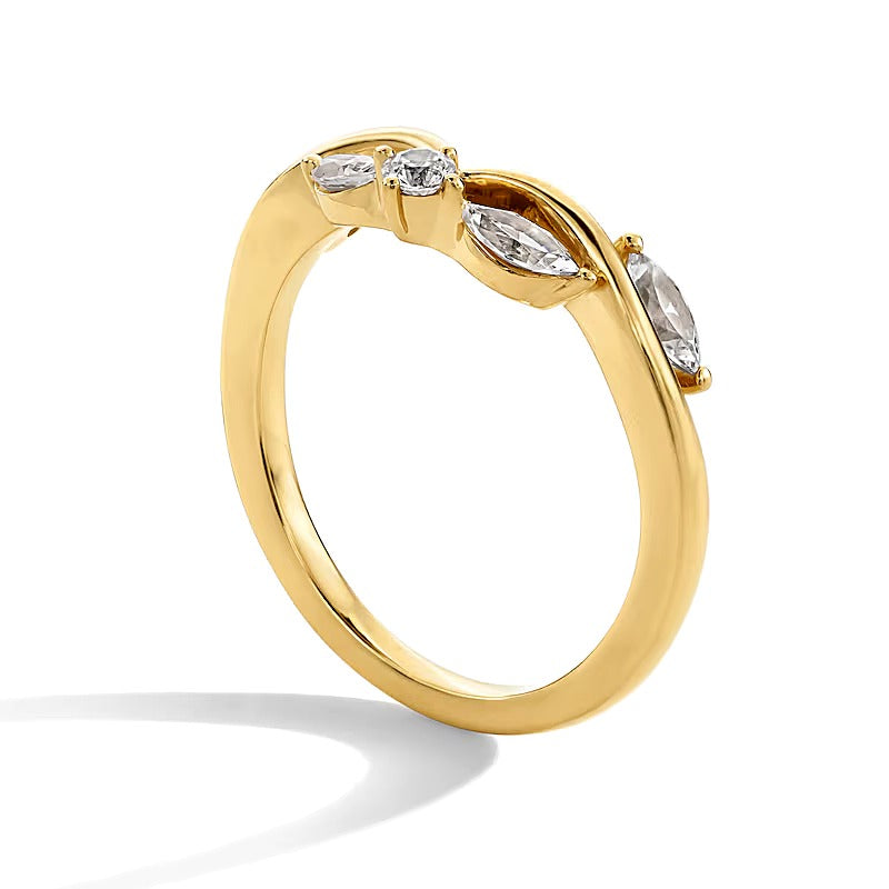 0.38 CT. TW Marquise and Round Lab-Grown Diamond Leaf Vine Contour Band in 14K Gold (F/VS2)