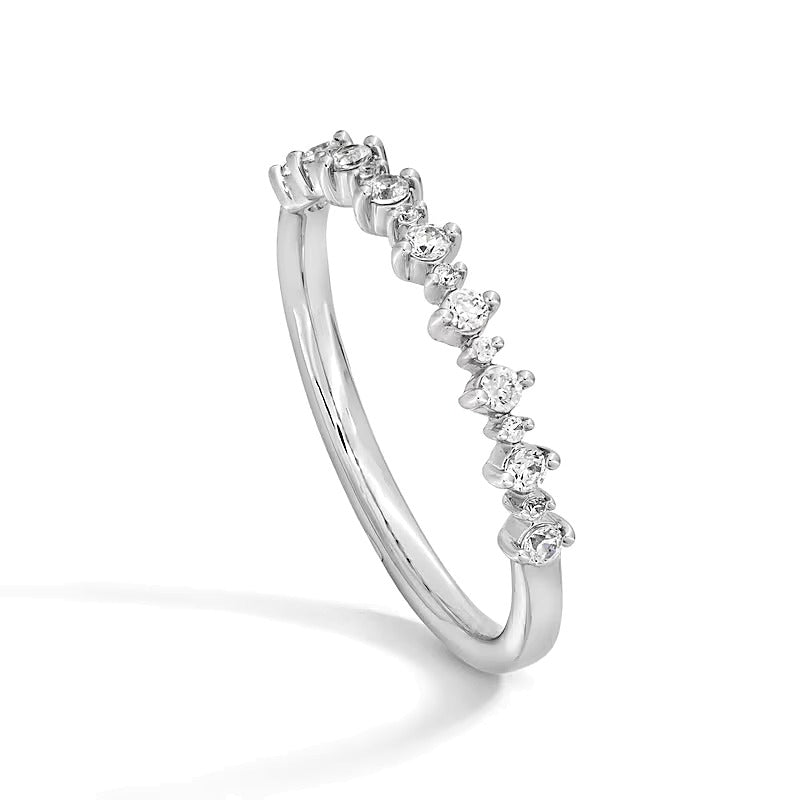 0.2 CT. TW Diamond Alternating Stackable Anniversary Band in 14K White Gold