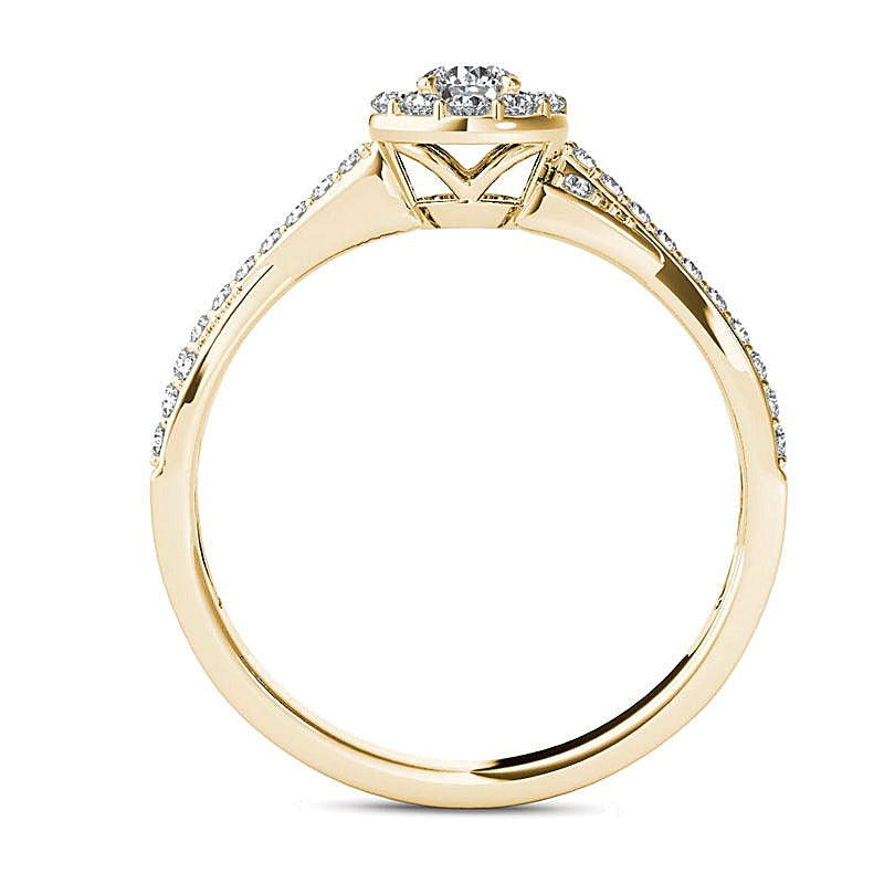 0.5 CT. TW Diamond Frame Twist Shank Engagement Ring in 14K Gold