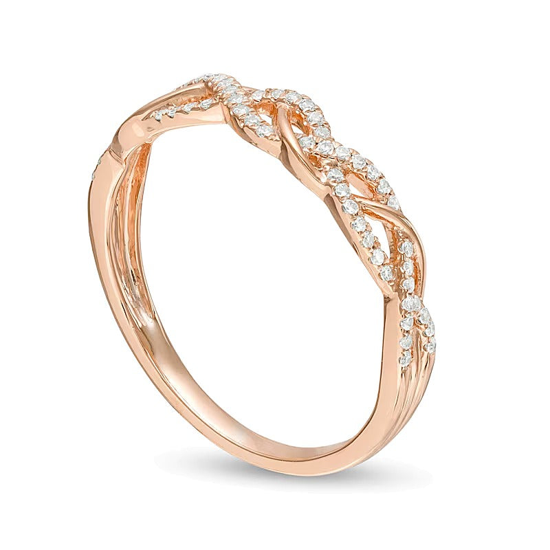 0.17 CT. TW Diamond Twist Anniversary Band in 10K Rose Gold