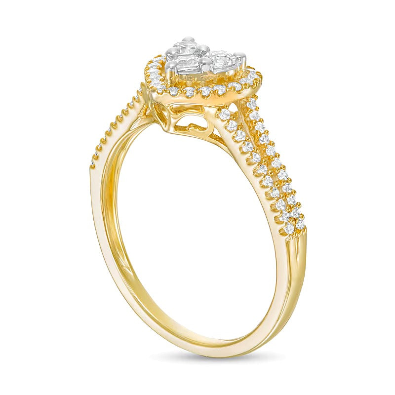 0.5 CT. TW Composite Diamond Heart Frame Ring in 10K Gold