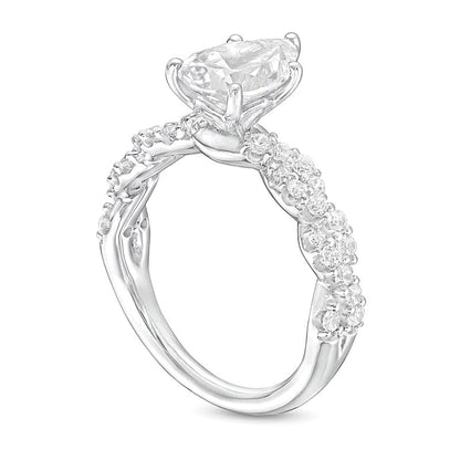 2.0 CT. TW Pear-Shaped Lab-Grown Diamond Twist Shank Engagement Ring in 14K White Gold (F/VS2)