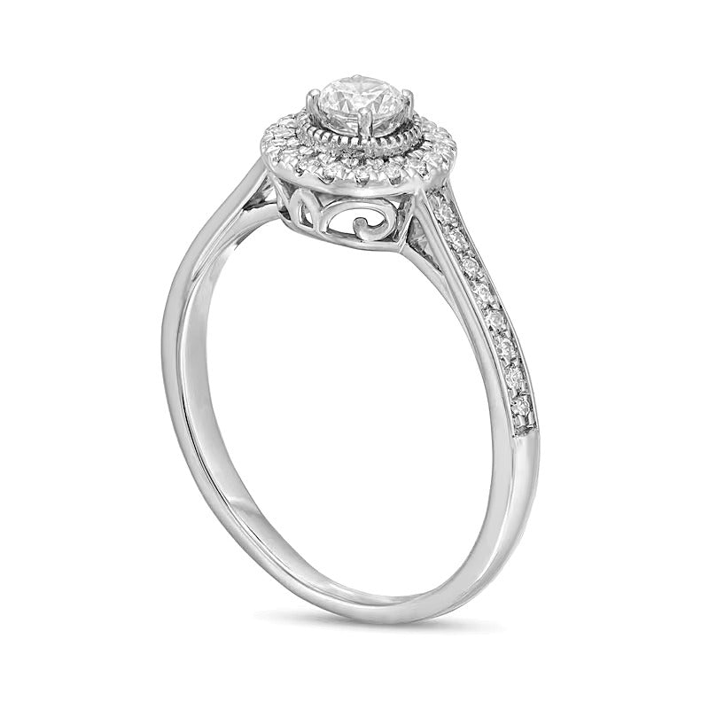 0.33 CT. TW Diamond Frame Vintage-Style Engagement Ring in 10K White Gold