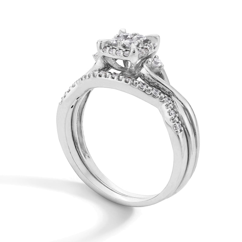 0.33 CT. TW Multi-Diamond Twist Shank Bridal Set in 10K White Gold