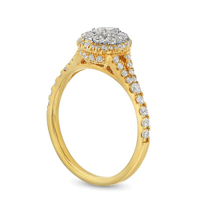 0.75 CT. TW Pear Multi-Diamond Split Shank Engagement Ring in 10K Gold