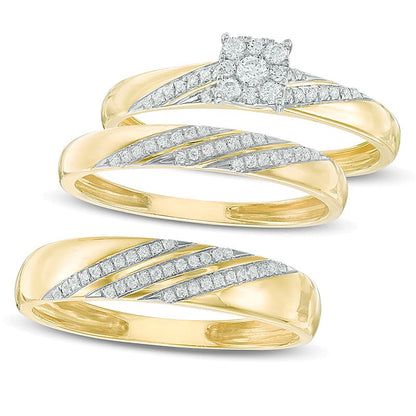 0.05 CT. TW Diamond Accent Slant Wedding Band in 10K Gold