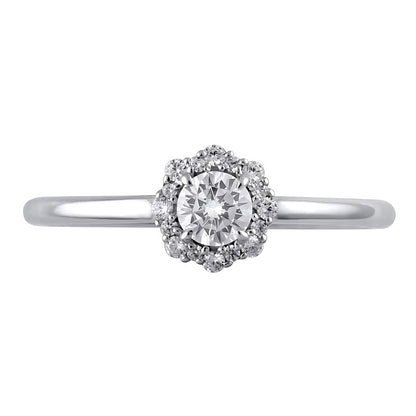 0.38 CT. TW Diamond Flower Frame Engagement Ring in 10K White Gold