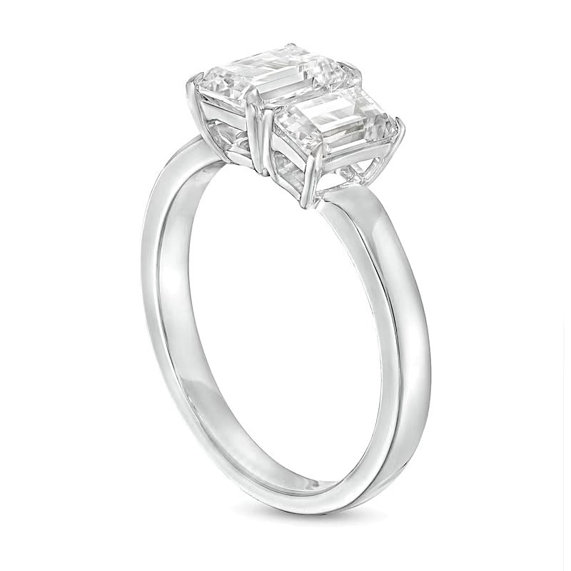 1.5 CT. TW Emerald-Cut Diamond Toi et Moi Engagement Ring in 14K White Gold