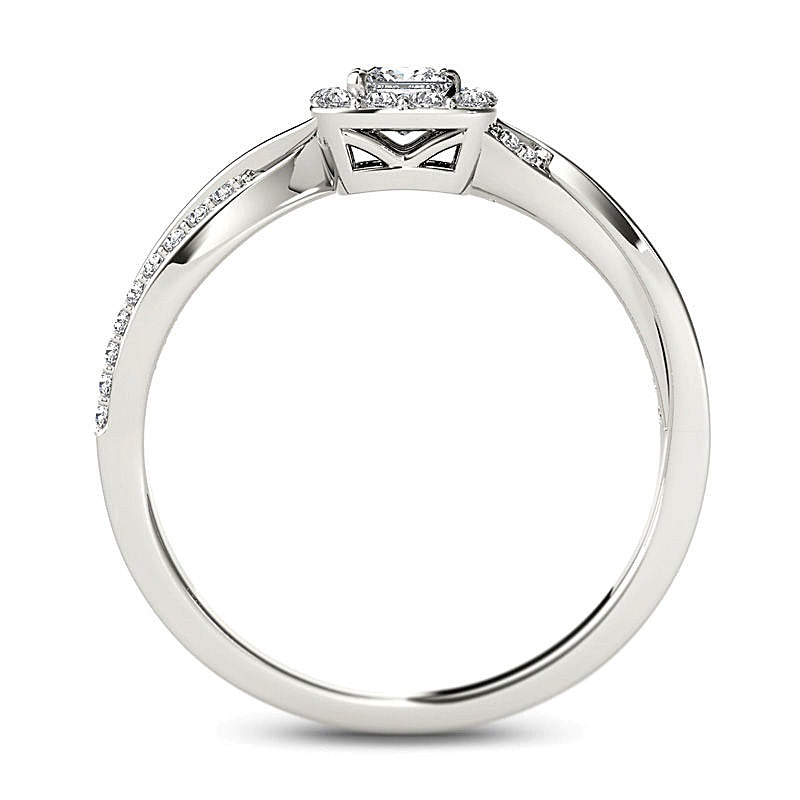 0.5 CT. TW Princess-Cut Diamond Square Frame Twist Engagement Ring in 14K White Gold