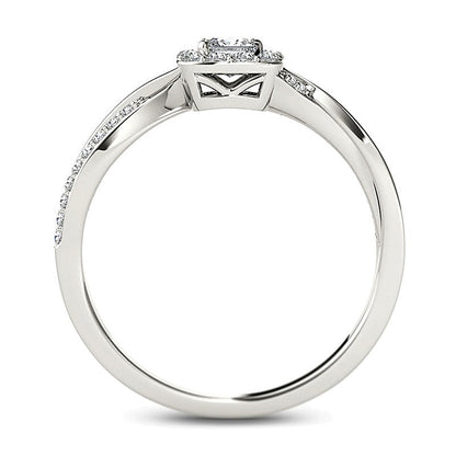 0.5 CT. TW Princess-Cut Diamond Square Frame Twist Engagement Ring in 14K White Gold