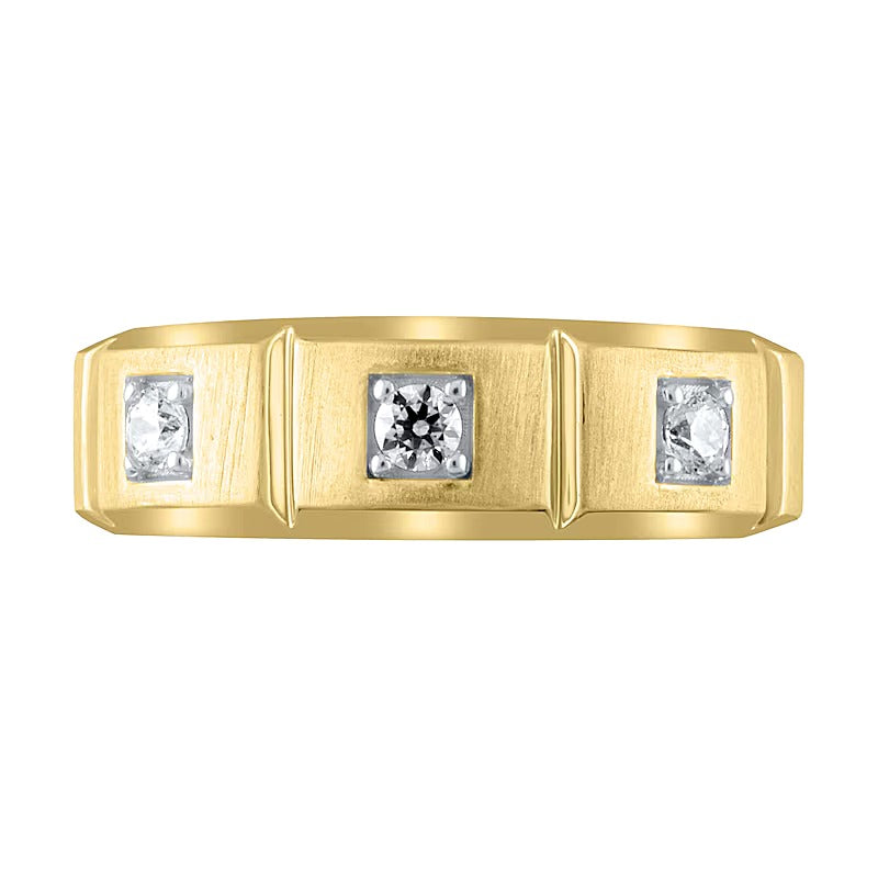 0.25 CT. TW Diamond Square Station Three Stone Band in 10K Gold