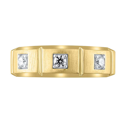 0.25 CT. TW Diamond Square Station Three Stone Band in 10K Gold