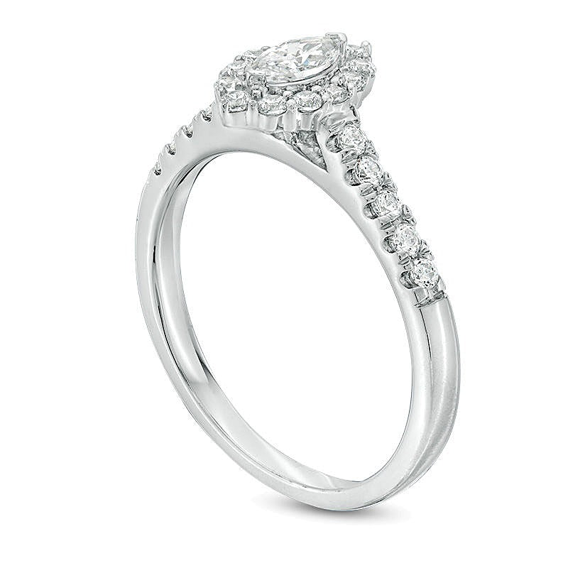 0.63 CT. TW Marquise Diamond Frame Engagement Ring in 14K White Gold