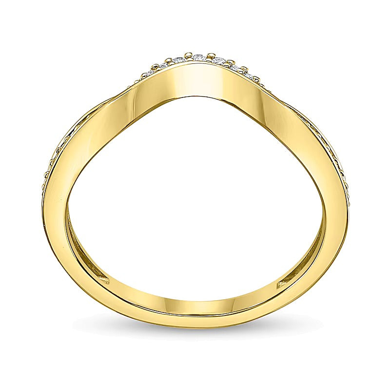 0.1 CT. TW Diamond Wave Contour Band in 10K Gold