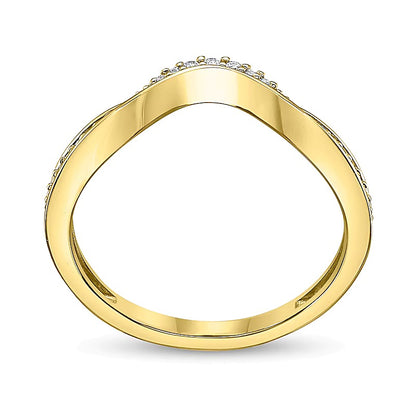 0.1 CT. TW Diamond Wave Contour Band in 10K Gold