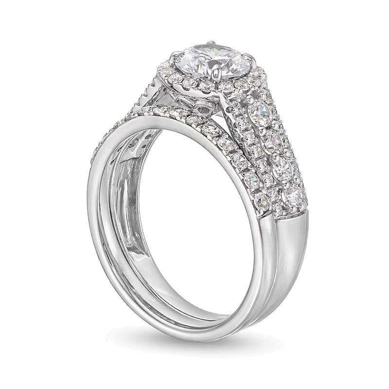 1.0 CT. TW Multi Diamond Pear Frame Bridal Set in 14K Gold