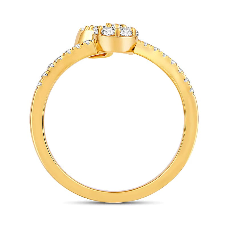 0.5 CT. TW Pear and Round Multi-Diamond Open Shank Ring in 10K Gold