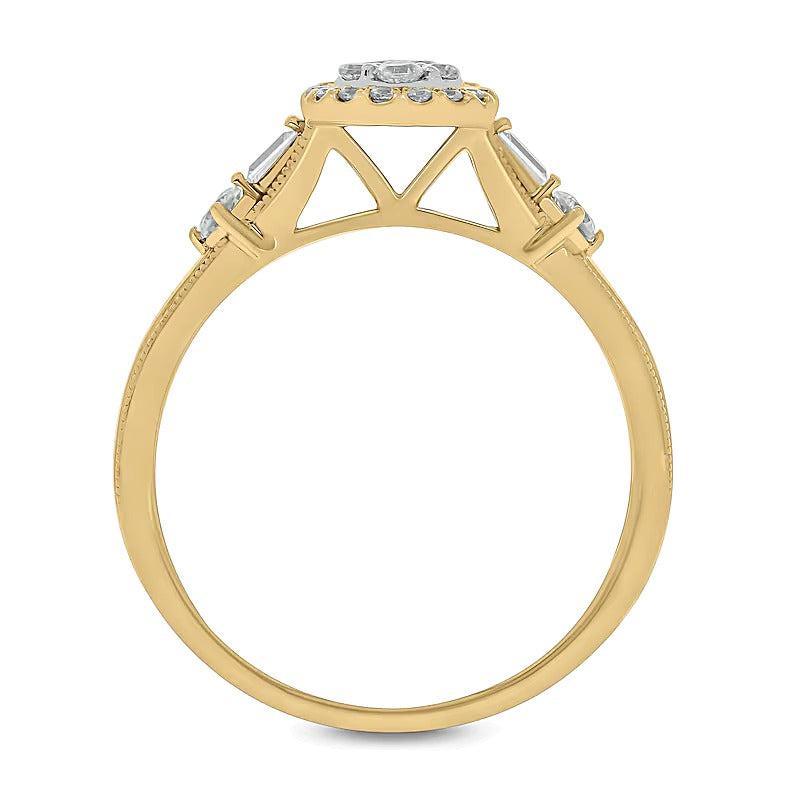 0.33 CT. TW Multi-Diamond Pear-Frame Engagement Ring in 10K Gold