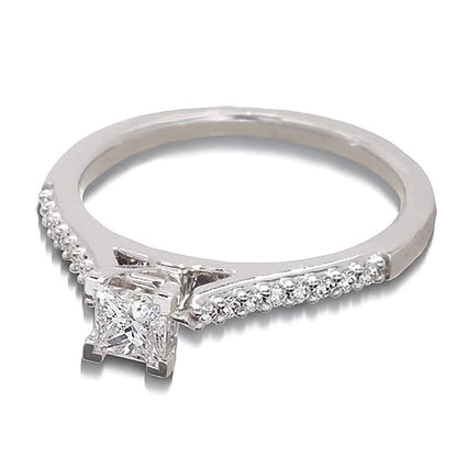 0.5 CT. TW Colourless Princess-Cut Diamond Solitaire Engagement Ring in 18K White Gold