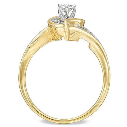 1.0 CT. TW Marquise Diamond Bypass Bridal Set in 14K Gold